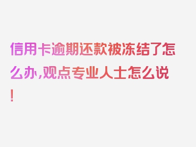 信用卡逾期还款被冻结了怎么办，观点专业人士怎么说！