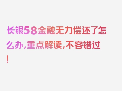 长银58金融无力偿还了怎么办，重点解读，不容错过！