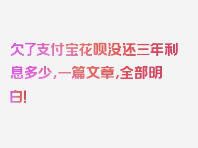 欠了支付宝花呗没还三年利息多少，一篇文章，全部明白！