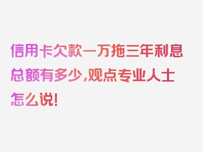 信用卡欠款一万拖三年利息总额有多少，观点专业人士怎么说！