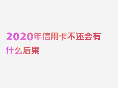 2020年信用卡不还会有什么后果