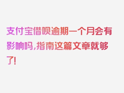 支付宝借呗逾期一个月会有影响吗，指南这篇文章就够了！