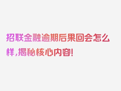 招联金融逾期后果回会怎么样，揭秘核心内容！