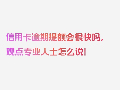 信用卡逾期提额会很快吗，观点专业人士怎么说！