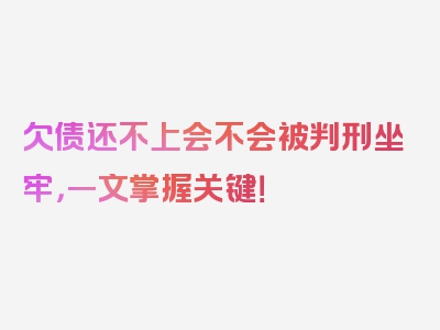 欠债还不上会不会被判刑坐牢，一文掌握关键！