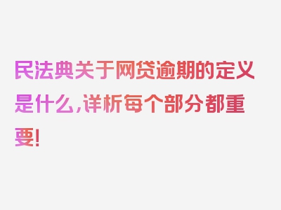 民法典关于网贷逾期的定义是什么，详析每个部分都重要！