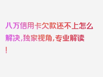 八万信用卡欠款还不上怎么解决，独家视角，专业解读！