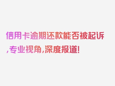 信用卡逾期还款能否被起诉，专业视角，深度报道！