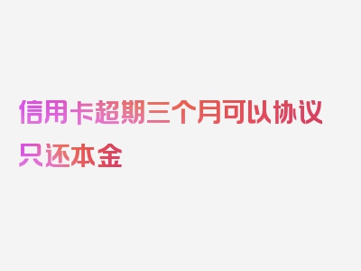 信用卡超期三个月可以协议只还本金