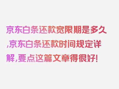 京东白条还款宽限期是多久,京东白条还款时间规定详解，要点这篇文章得很好！