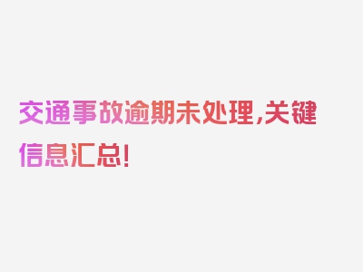 交通事故逾期未处理，关键信息汇总！