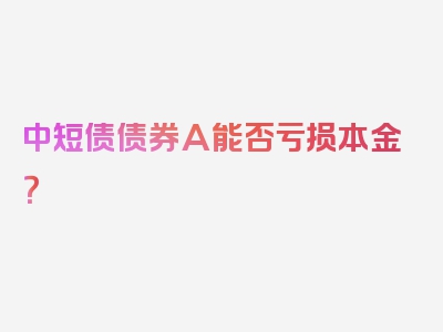 中短债债券A能否亏损本金？