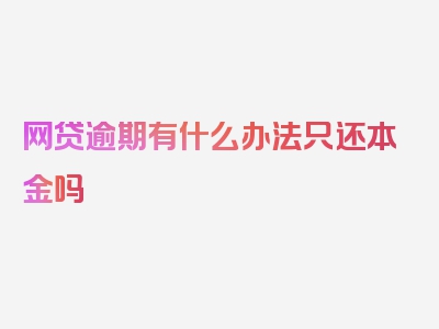 网贷逾期有什么办法只还本金吗