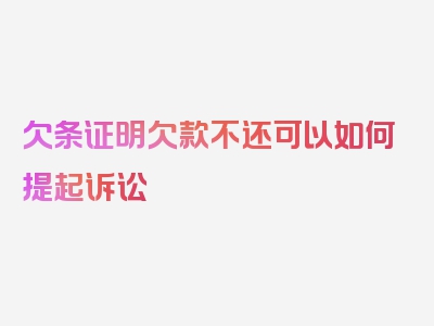 欠条证明欠款不还可以如何提起诉讼