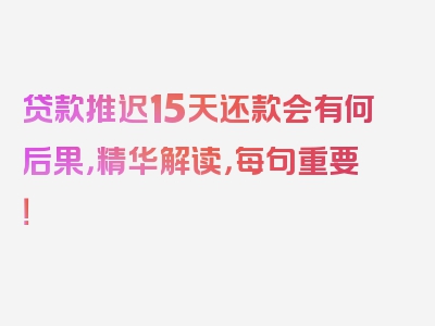 贷款推迟15天还款会有何后果，精华解读，每句重要！