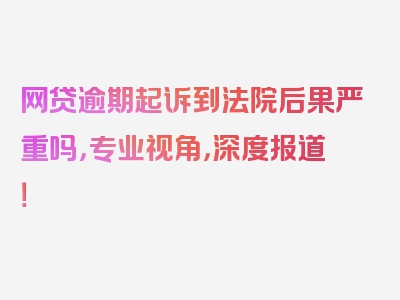 网贷逾期起诉到法院后果严重吗，专业视角，深度报道！