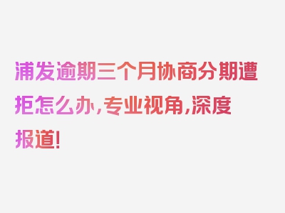 浦发逾期三个月协商分期遭拒怎么办，专业视角，深度报道！