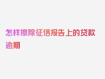 怎样擦除征信报告上的贷款逾期