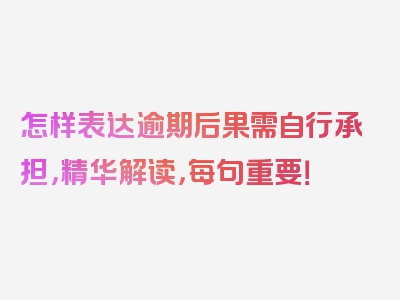 怎样表达逾期后果需自行承担，精华解读，每句重要！