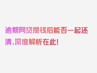 逾期网贷攒钱后能否一起还清，深度解析在此！