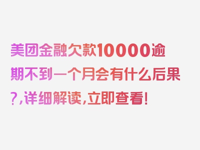 美团金融欠款10000逾期不到一个月会有什么后果?，详细解读，立即查看！