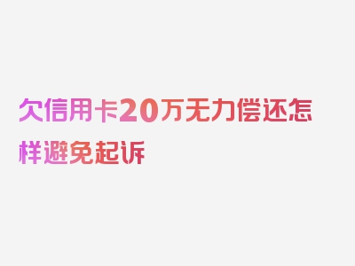 欠信用卡20万无力偿还怎样避免起诉