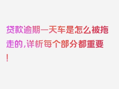 贷款逾期一天车是怎么被拖走的，详析每个部分都重要！