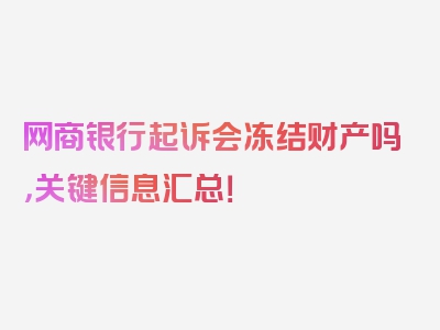 网商银行起诉会冻结财产吗，关键信息汇总！