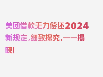 美团借款无力偿还2024新规定，细致探究，一一揭晓！