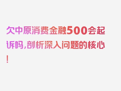 欠中原消费金融500会起诉吗，剖析深入问题的核心！