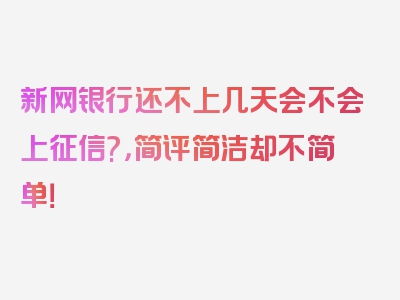 新网银行还不上几天会不会上征信?，简评简洁却不简单！