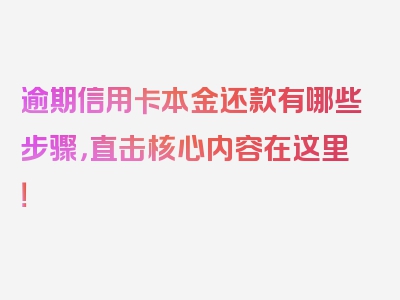 逾期信用卡本金还款有哪些步骤，直击核心内容在这里！