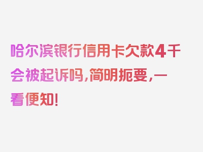 哈尔滨银行信用卡欠款4千会被起诉吗，简明扼要，一看便知！