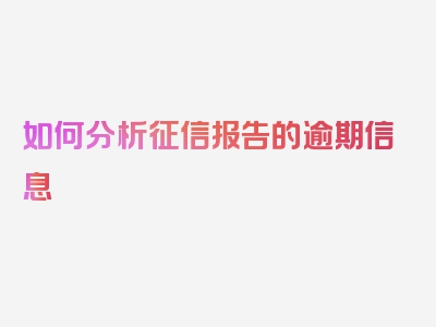 如何分析征信报告的逾期信息