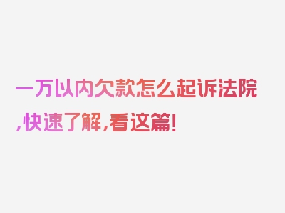 一万以内欠款怎么起诉法院，快速了解，看这篇！