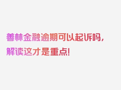 善林金融逾期可以起诉吗，解读这才是重点！