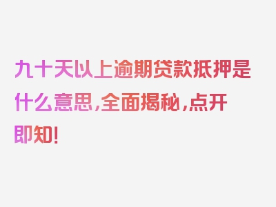 九十天以上逾期贷款抵押是什么意思，全面揭秘，点开即知！