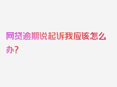 网贷逾期说起诉我应该怎么办？