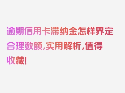 逾期信用卡滞纳金怎样界定合理数额，实用解析，值得收藏！