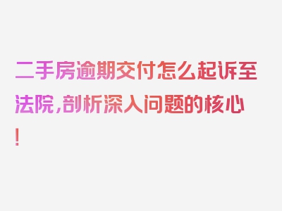 二手房逾期交付怎么起诉至法院，剖析深入问题的核心！