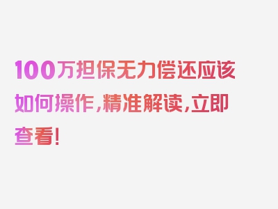 100万担保无力偿还应该如何操作，精准解读，立即查看！