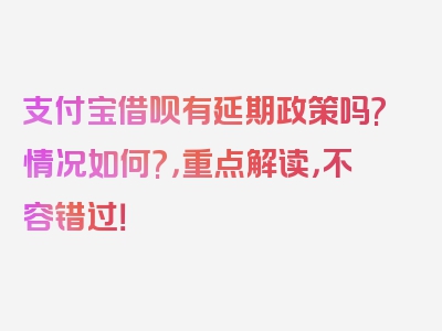 支付宝借呗有延期政策吗?情况如何?，重点解读，不容错过！