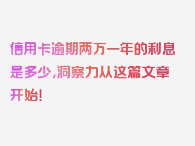 信用卡逾期两万一年的利息是多少，洞察力从这篇文章开始！