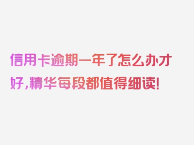 信用卡逾期一年了怎么办才好，精华每段都值得细读！