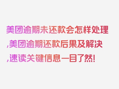 美团逾期未还款会怎样处理,美团逾期还款后果及解决，速读关键信息一目了然！