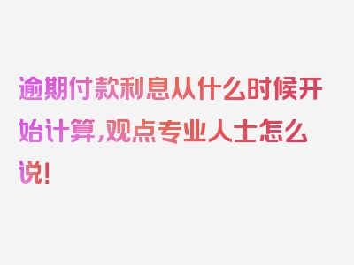 逾期付款利息从什么时候开始计算，观点专业人士怎么说！