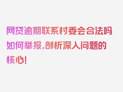 网贷逾期联系村委会合法吗如何举报，剖析深入问题的核心！