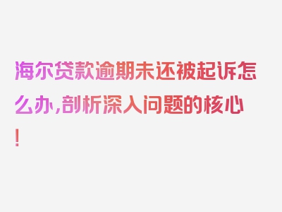 海尔贷款逾期未还被起诉怎么办，剖析深入问题的核心！