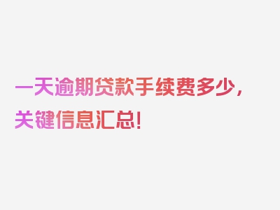 一天逾期贷款手续费多少，关键信息汇总！