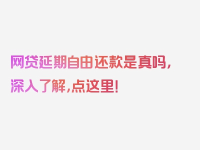 网贷延期自由还款是真吗，深入了解，点这里！